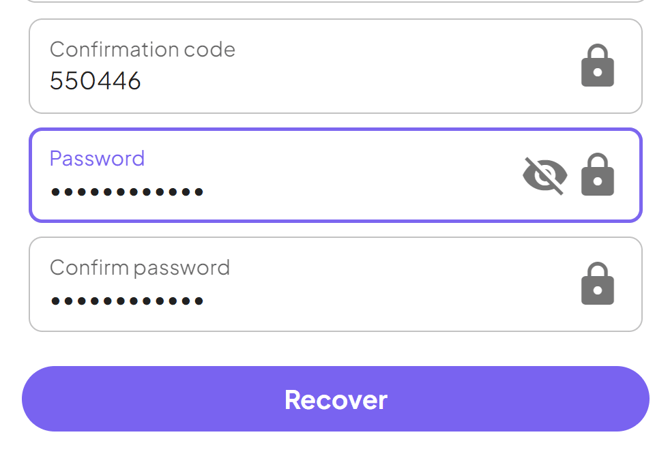 fill out pass reset form