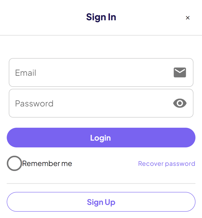 sign in menu toptick